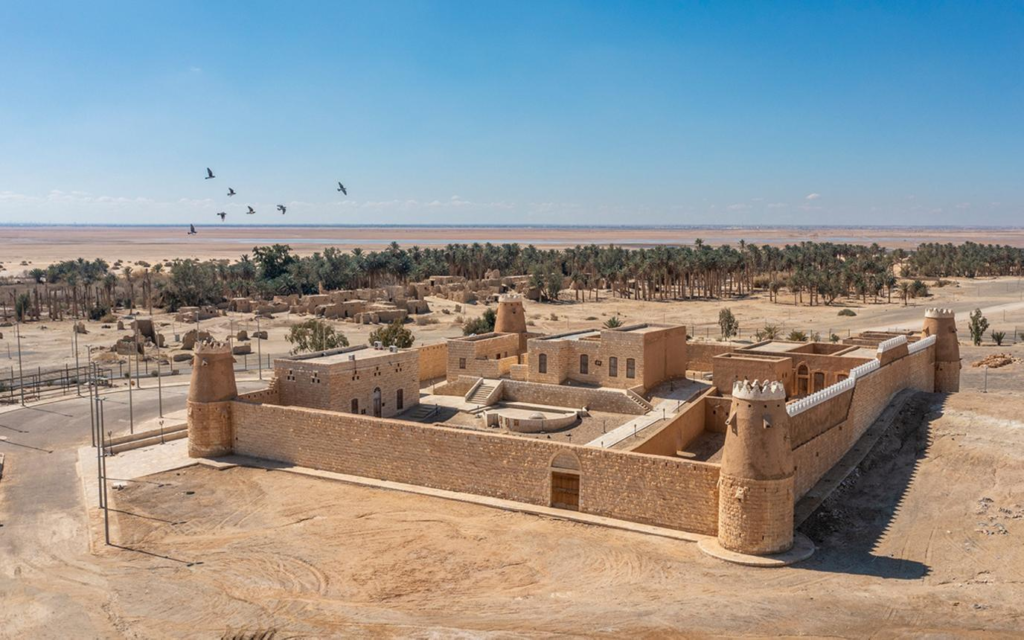 Expansive desert landscape near Al Qurayyat, Saudi Arabia.