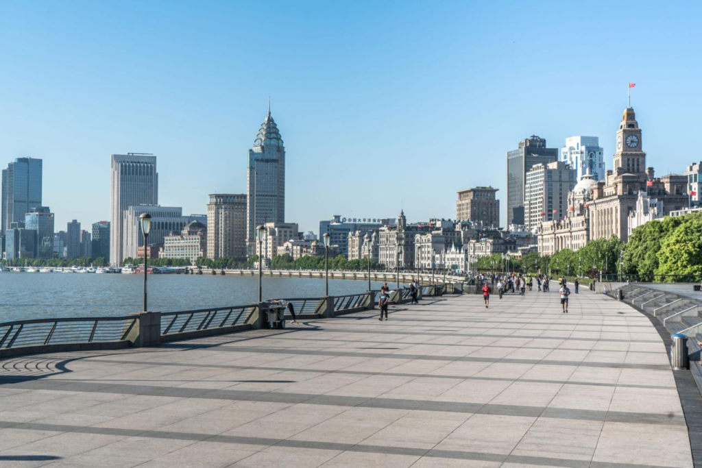Historic waterfront area of The Bund in Shanghai.