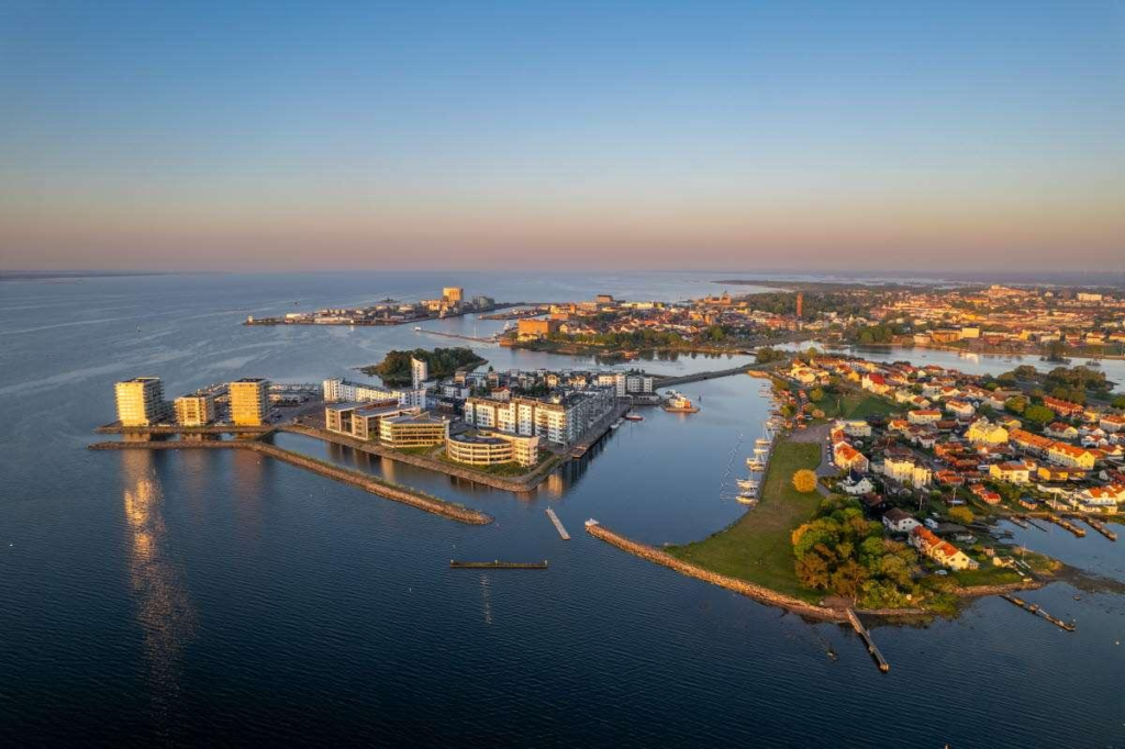 Waterfront views along the Kalmar Strait in Sweden.