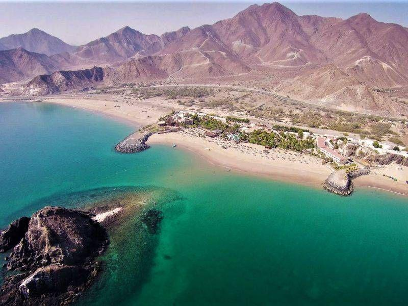 Sandy beach along the Gulf of Oman in Fujairah, UAE