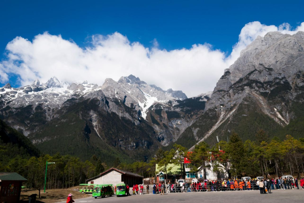 Snow-covered Jade Dragon Snow Mountain near Lijiang China.