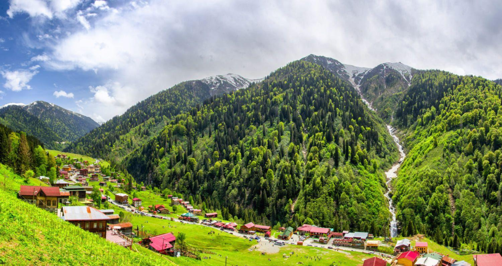 Mountain plateau landscape near Rize Turkey.