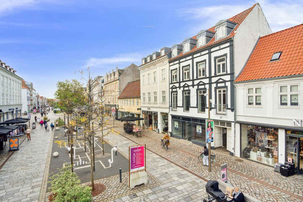 Historic streets and buildings in Horsens Denmark.