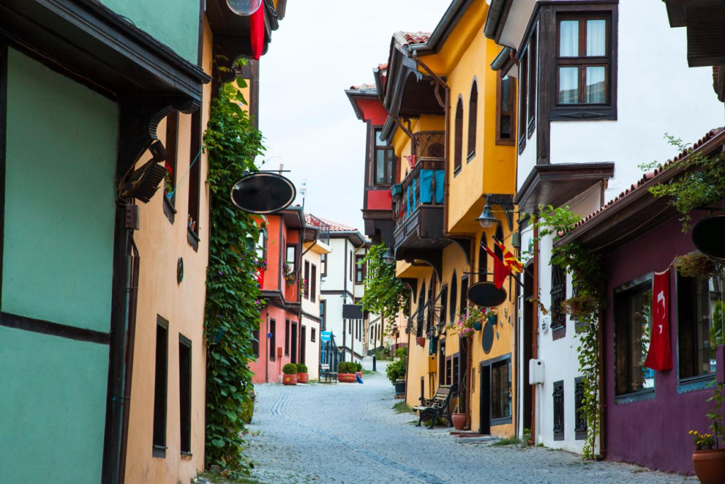 Traditional Ottoman houses in Odunpazarı Eskişehir Turkey.