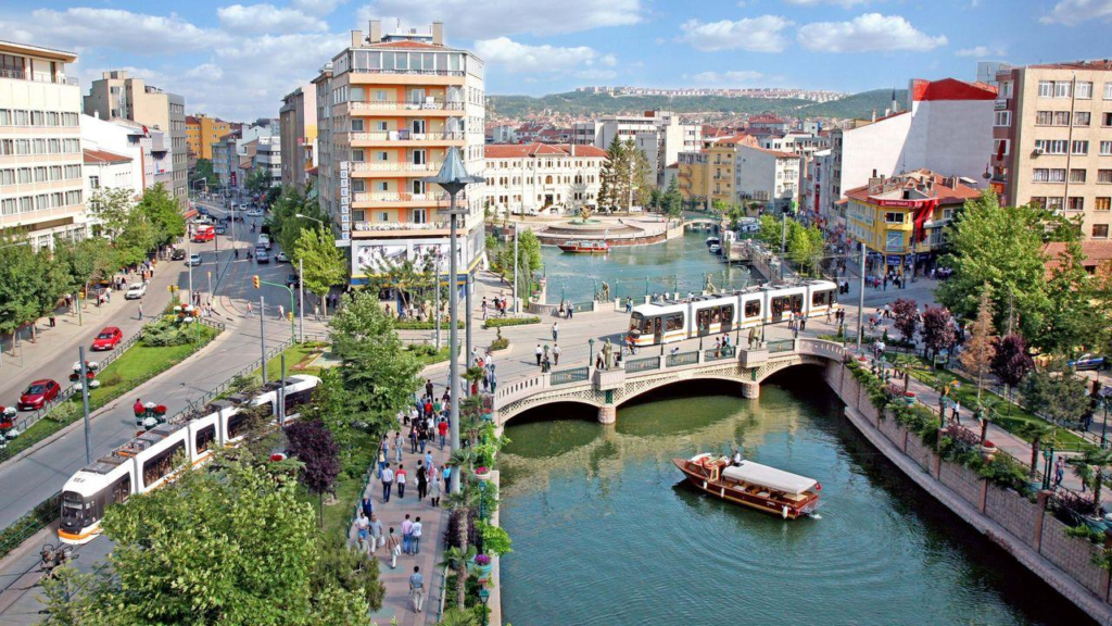 Urban streets and buildings in Eskişehir Turkey.