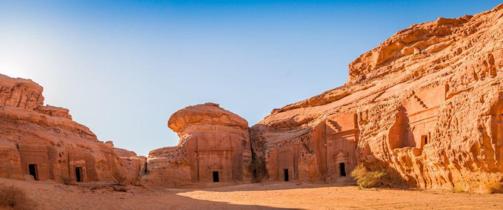 Ancient Nabataean tombs at Hegra in Al-Ula Saudi Arab