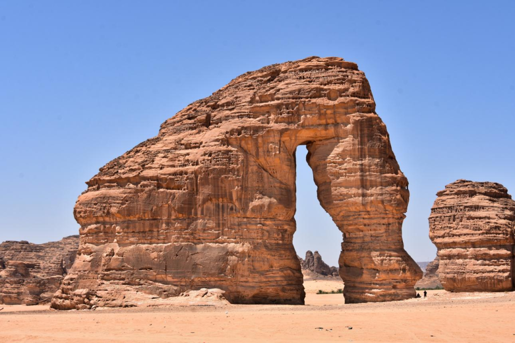 Elephant Rock natural formation in Al-Ula Saudi Arabia desert.
