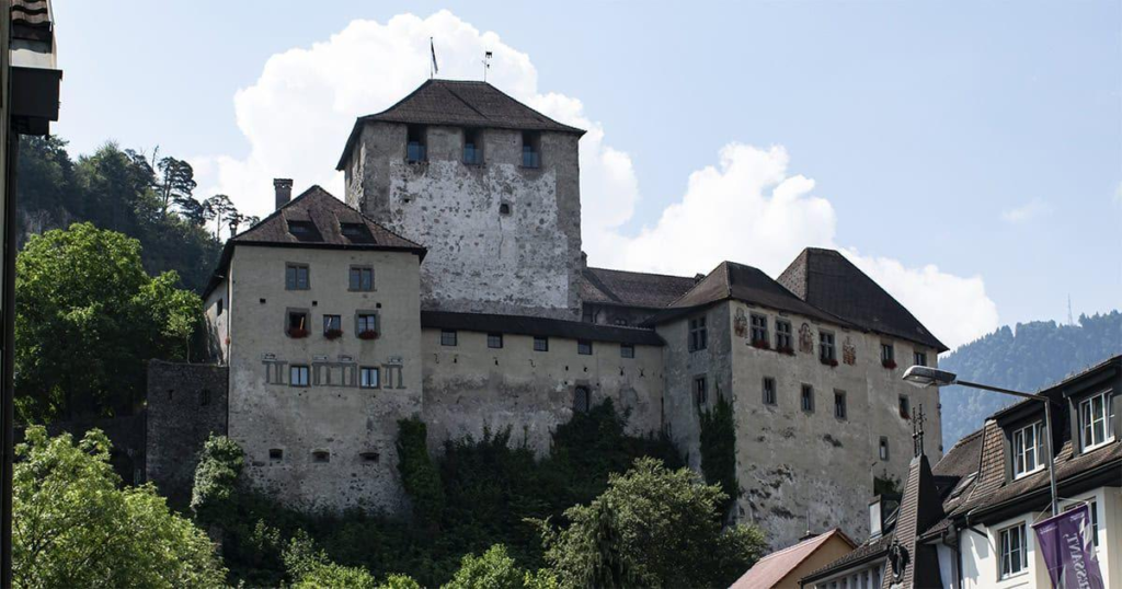 Historic old town buildings in Feldkirch Austria.
