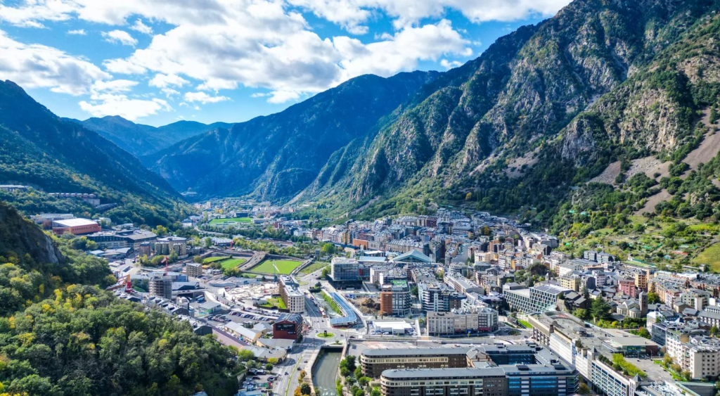 Mountain scenery around Les Escaldes Andorra.