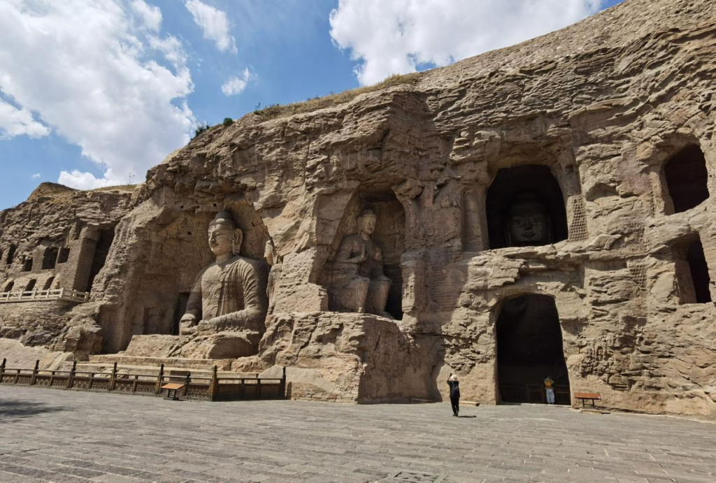 Ancient Buddhist caves at Yungang Grottoes in Datong China.