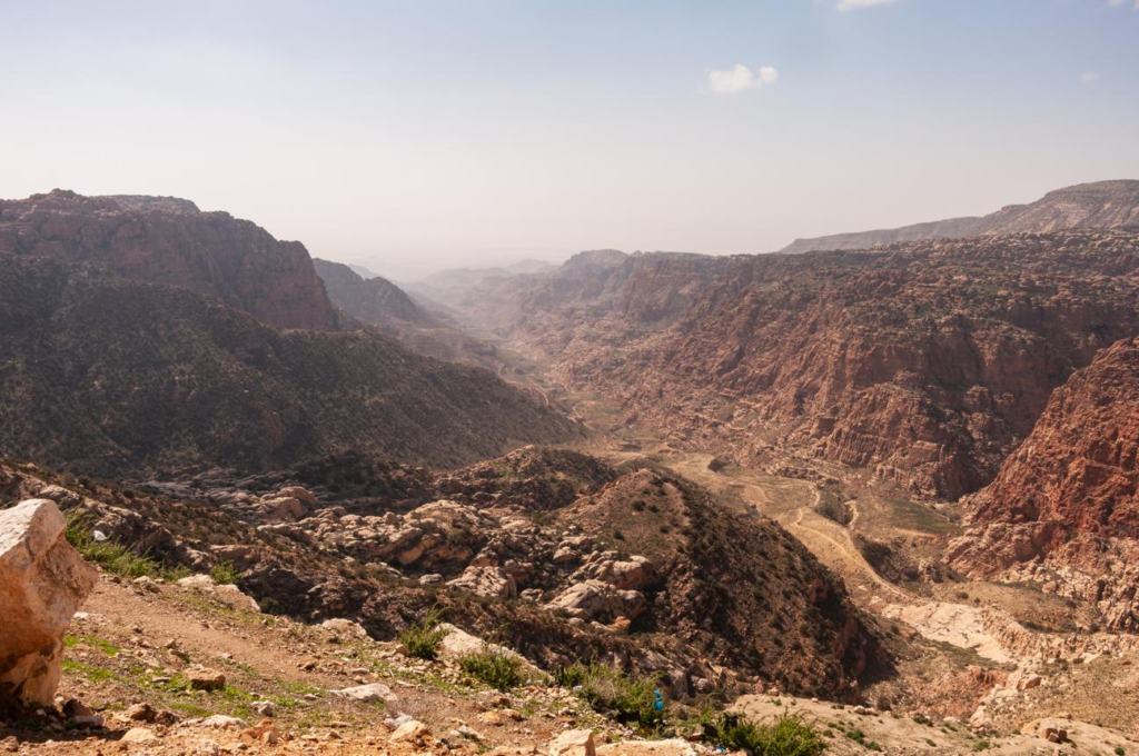 Desert valley landscape in southern Jordan.