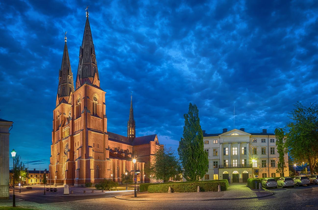 Uppsala Cathedral in Sweden historic city centre.