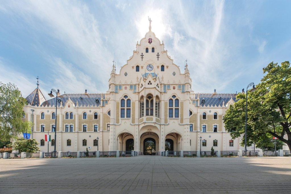 Historic City Hall building in Kecskemét Hungary.