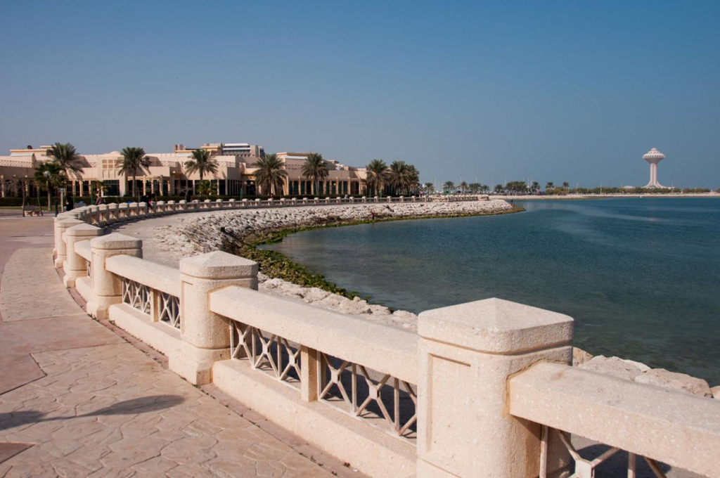 Al Khobar Corniche waterfront along the Arabian Gulf in Saudi Arabia.