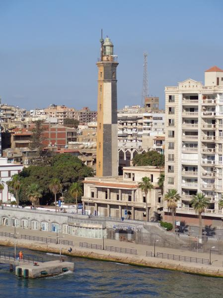 Port Said Lighthouse historic building in Egypt.