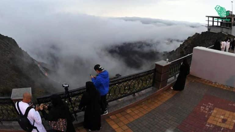 Scenic viewpoint overlooking mountains near Al Namas Saudi Arabia.