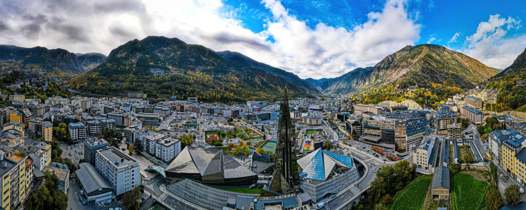 Andorra La Vella cityscape surrounded by mountains