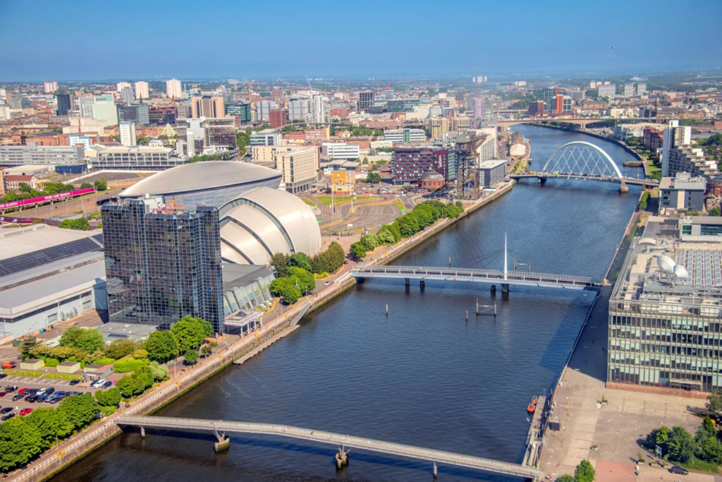 Glasgow UK skyline River Clyde