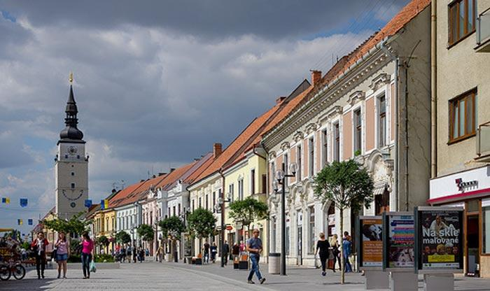Historic streets downtown Trnava Slovakia