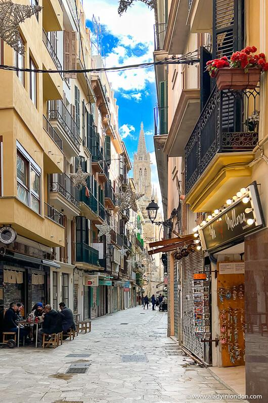 Historic streets Palma city centre Spain