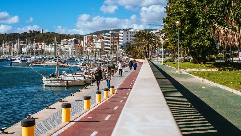 Coastal promenade port area Palma Spain