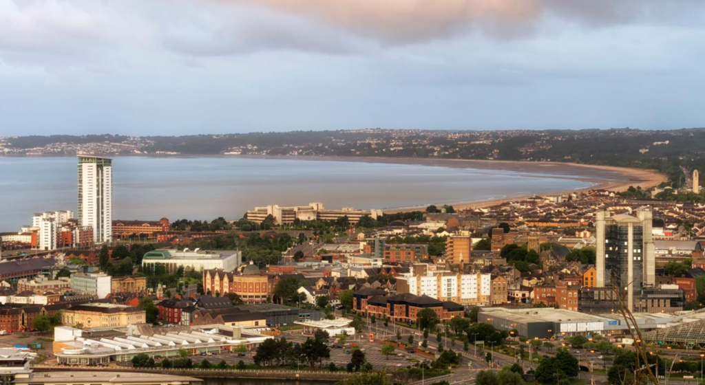 Swansea Wales Swansea Bay coastline skyline
