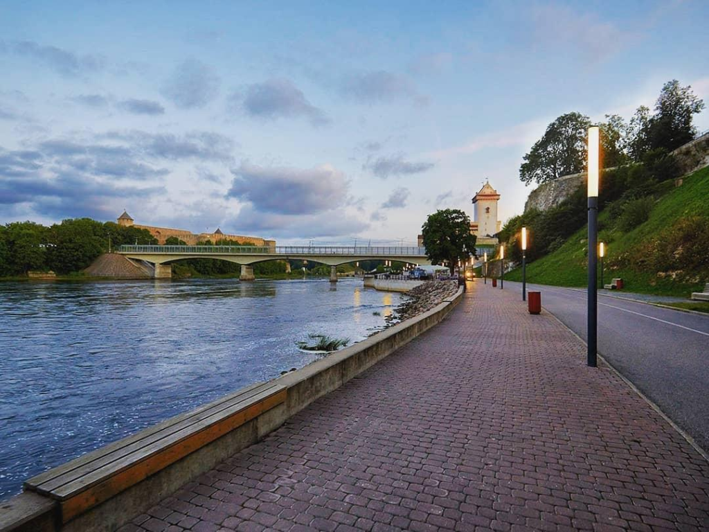 Narva River promenade Estonia
