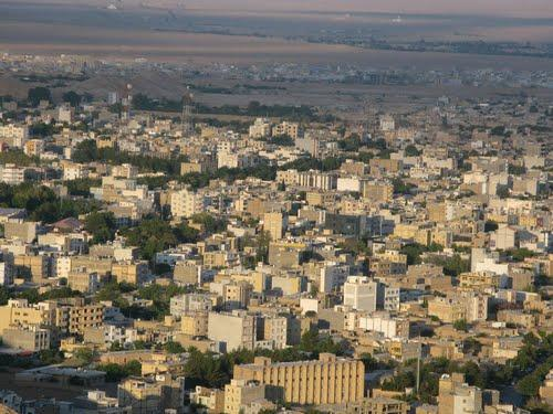 View of Semnan city in Iran with surrounding mountains and landscape.