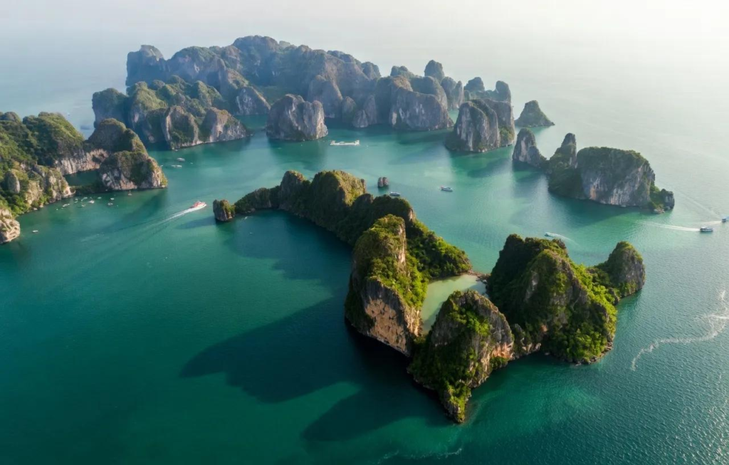 Limestone islands Ha Long Bay Vietnam