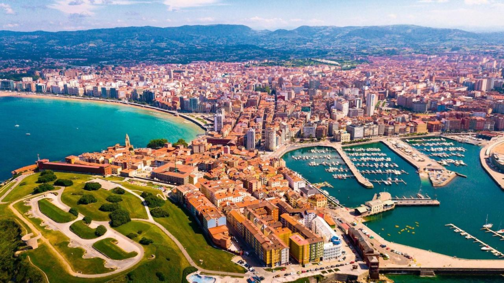 Gijon Spain city skyline