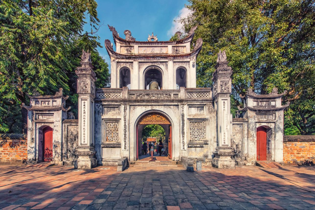 Traditional architecture of the Temple of Literature in Hanoi