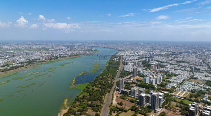 Modern skyline of Surat, Gujarat, India.