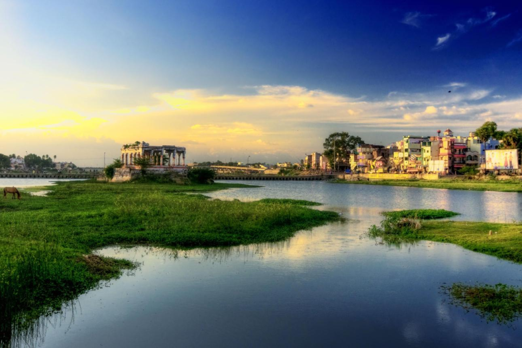Scenic Vaigai River flowing through Madurai