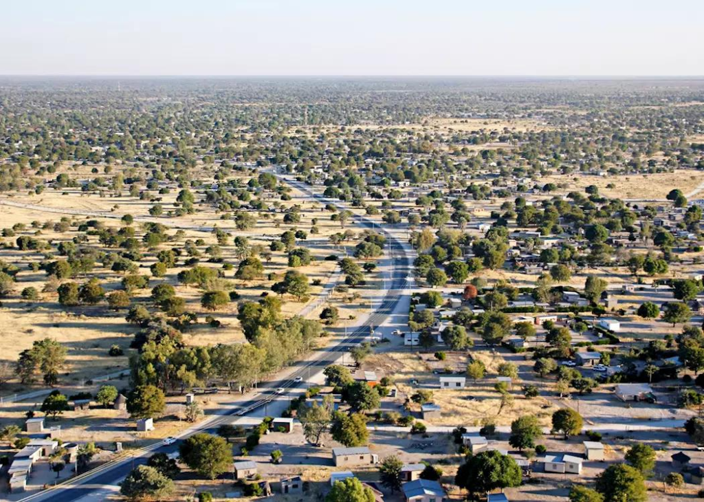 Aerial view of Maun town in Botswana