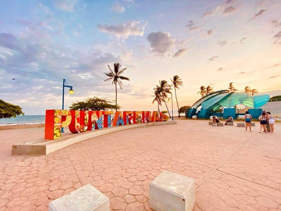 The Paseo de los Turistas waterfront promenade in Puntarenas, Costa Rica.