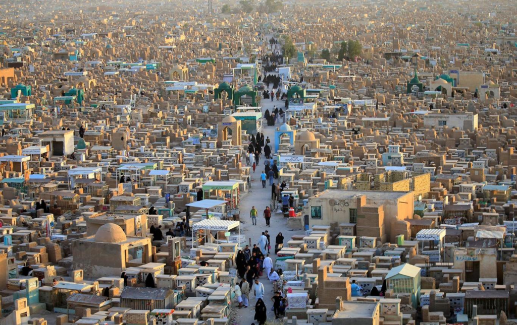 Wadi-us-Salaam cemetery in Najaf, one of the world's largest cemeteries.