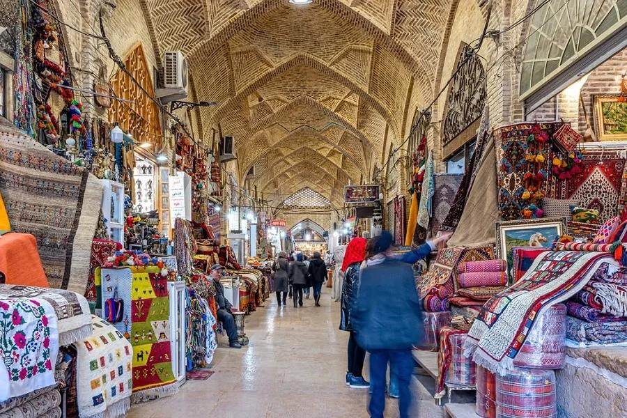 Traditional shops inside Vakil Bazaar in Shiraz, Iran.