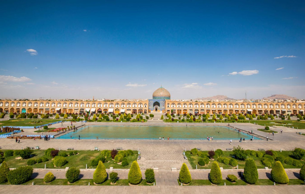 Panoramic view of Naqsh-e Jahan Square in Isfahan, Iran.