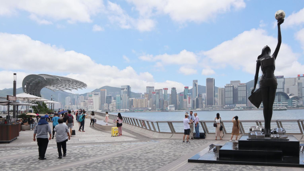 Avenue of Stars promenade overlooking Victoria Harbour in Tsim Sha Tsui.