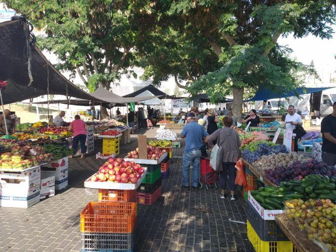 Local market scene in Beit Shemesh, Israel.