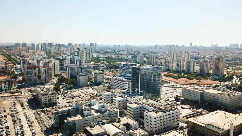 Urban skyline and neighborhoods of Petah Tikva, Israel.