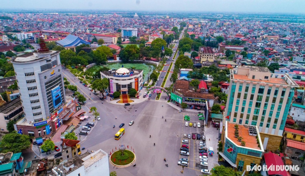 Urban landscape of Hai Duong city in Vietnam.