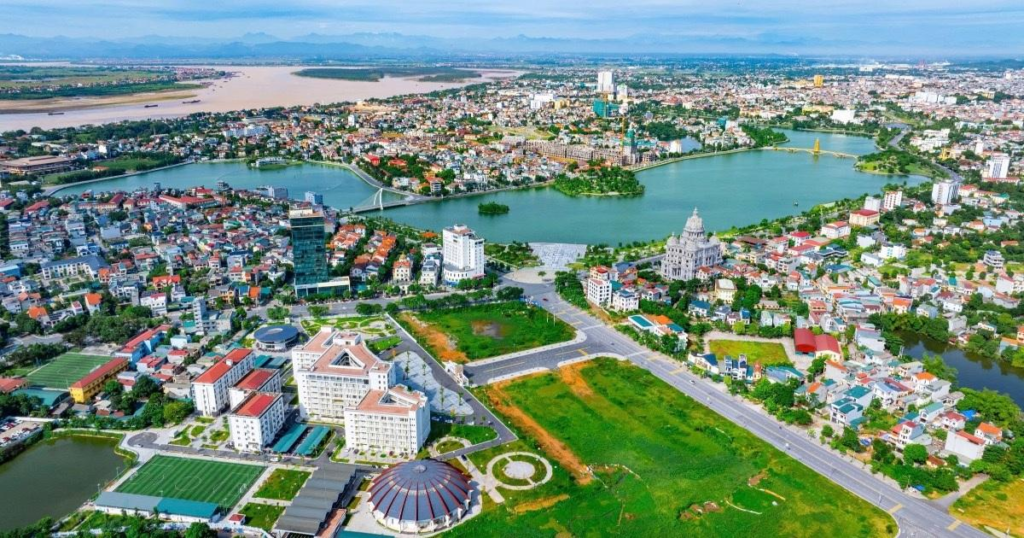View of Viet Tri city in Phu Tho Province, Vietnam.