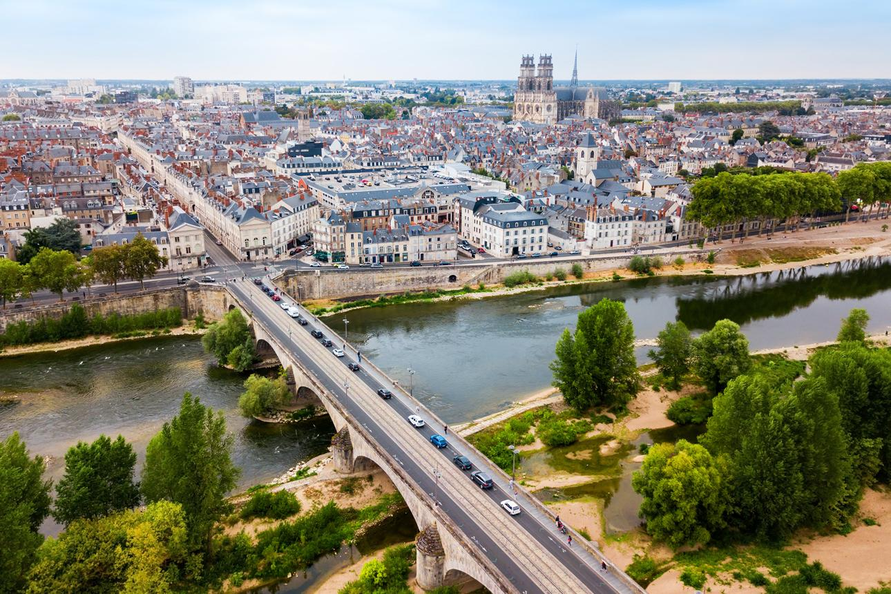 Loire River landscape near Orléans, France.