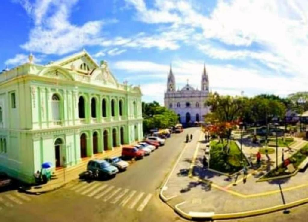 Urban landscape of Santa Ana destination with local architecture.