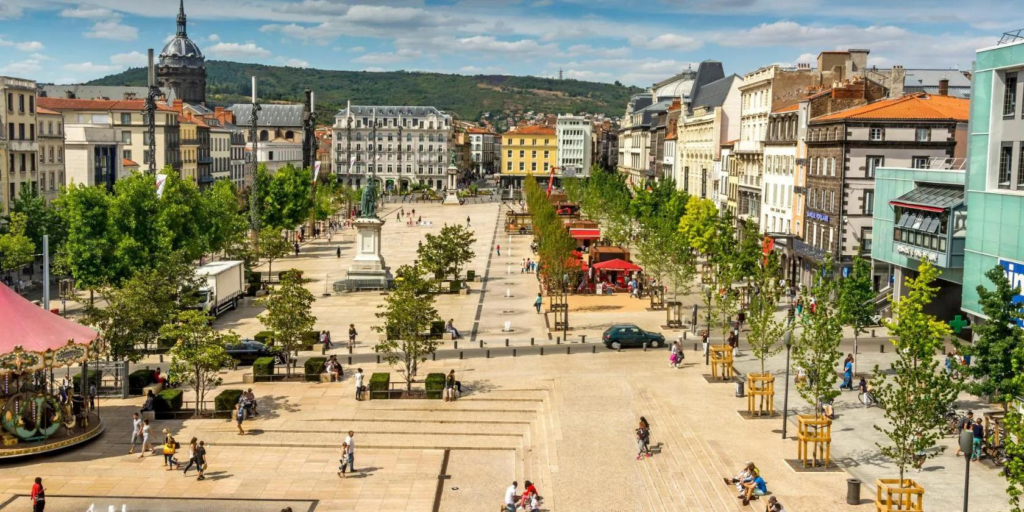 Place de Jaude public square in Clermont-Ferrand, France.