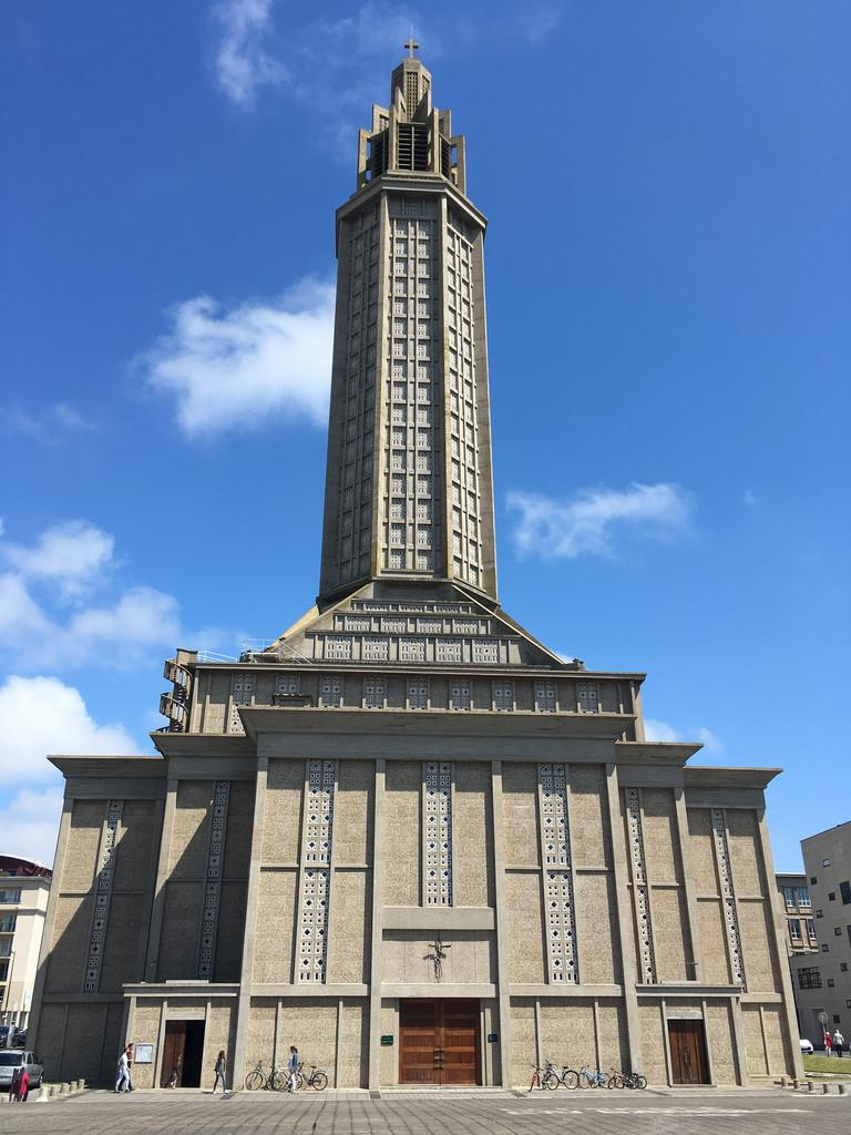 Saint-Joseph Church tower in Le Havre, France.