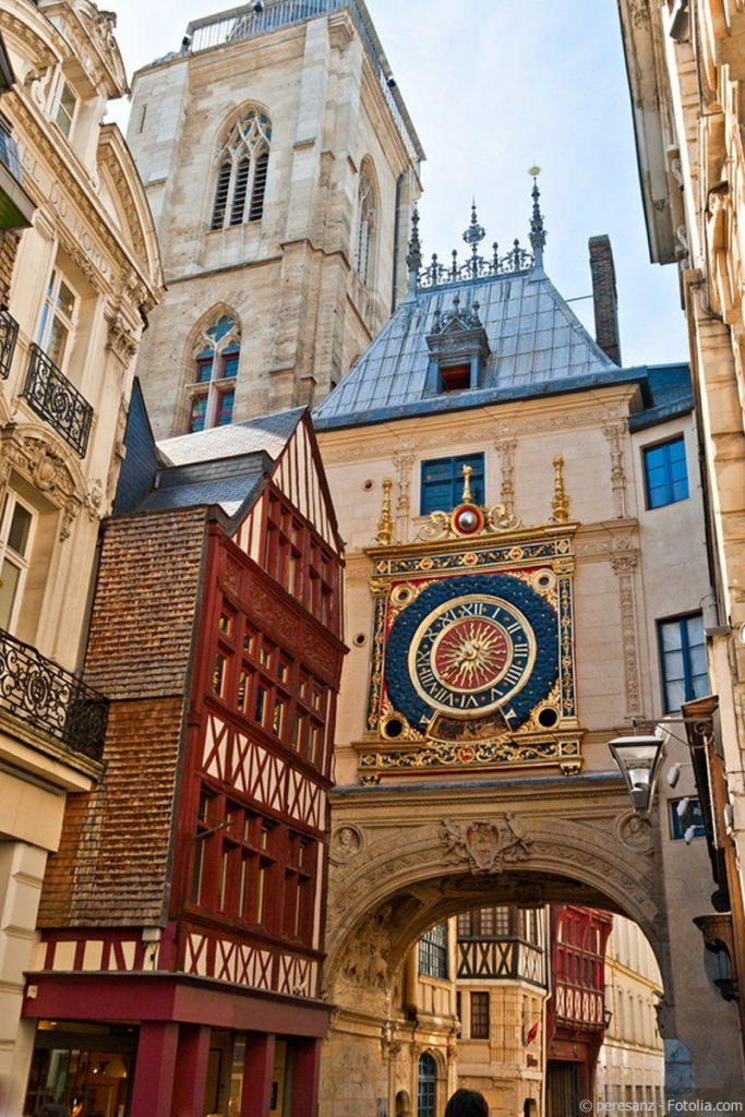 Gros Horloge astronomical clock in Rouen, France.