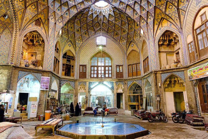 Traditional bazaar architecture and market in Iran.