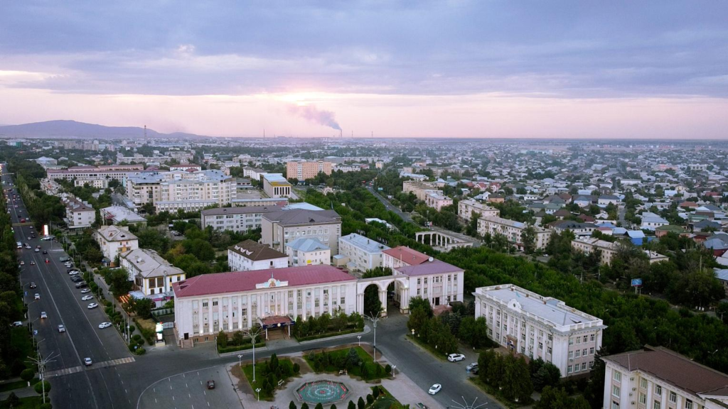 Urban landscape of Taraz in southern Kazakhstan.